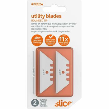 Slice Replacement Ceramic Utility Blades, 2.40&quot; Length, Rust Resistant, Reversible, White, 2/PK