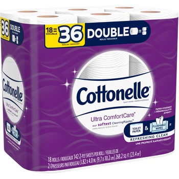 Cottonelle ComfortCare Bath Tissue, 2 Ply, White, Sewer-safe, Septic Safe, Flushable, Absorbent, For Bathroom, 18/PK