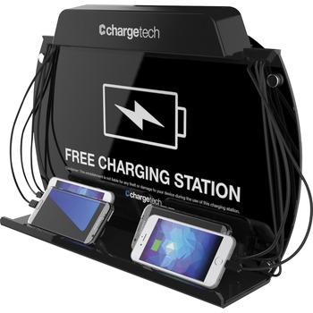 ChargeTech Wall Mount/Table Top Charging Station, Wired, 5 x USB, Black