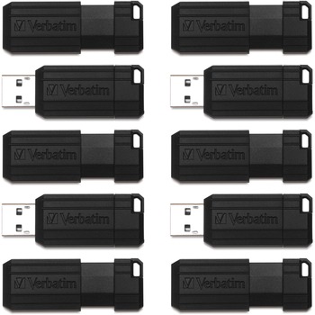 Verbatim 32GB PinStripe USB Flash Drive - Business 10pk - Black - 32 GB - USB - Black - 10Pack