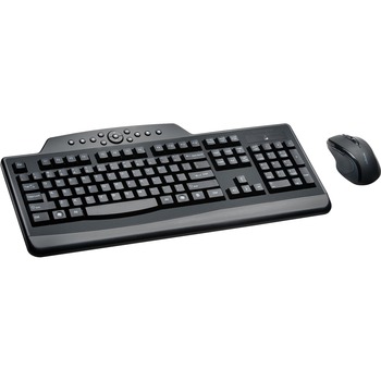 Kensington ProFit Media Desktop Keyboard/Mouse Set, Wireless, USB, Black
