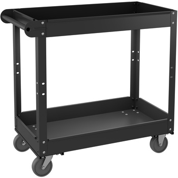 Lorell Utility Cart, 2 Shelf, 400 lb. Capacity, Steel, 30&quot; L x 16&quot; W x 32&quot; H, Black