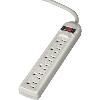 Fellowes 6 Outlet Power Strip with 90 Degree Outlets, 3-prong, 6 ft Cord, Platinum
