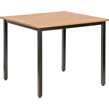 Lorell Outdoor Table, Four-Legged Base, 36.60&quot; L x 36.60&quot; W x 30.75&quot; H, Assembly Required, Teak
