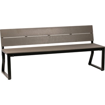 Lorell Outdoor Bench with Backrest, Faux Wood/Polystyrene Seat, 72&quot; L x 22&quot; W x 18.1&quot; H, Charcoal