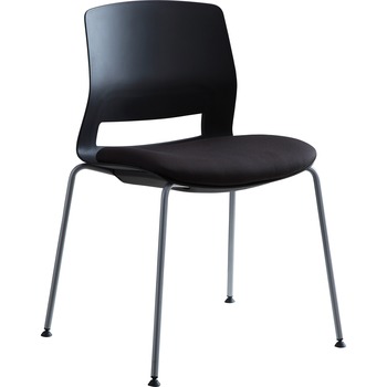 Lorell Arctic Series Stack Chair, Foam/Fabric, Four-legged Base, 33&quot; L x 21.5&quot; W x 33&quot; H, Black, 2/CT