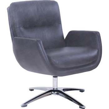 Lorell Distressed Soft Touch Lounge Chair, Polyurethane, 30.8&quot; L x 30.5&quot; W x 37.5&quot; H, Black