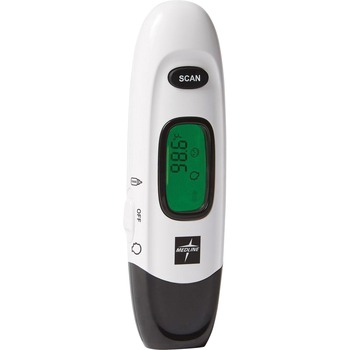 Medline No Touch Forehead Thermometer, Reusable, Dual Dial, Infrared, For Home, Forehead, Clinical, White