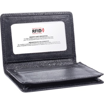 Swiss Mobility Carrying Case Business Card, License, Black, Leather, 0.8&quot; Height x 3&quot; Width x 4&quot; Depth