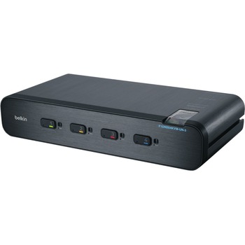 Belkin Universal Secure KVM Switch, 4 Port, Dual Head, 4 Computers, 1 Local Users, 3840 x 2160, 11 x USB