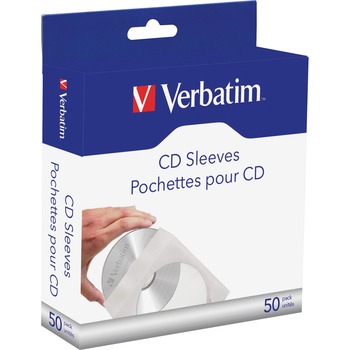 Verbatim CD/DVD Paper Sleeves with Clear Window - 50pk Box - Sleeve - Paper