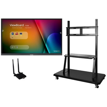 ViewSonic Interactive Display Kit with WiFi Adapter and Mobile Trolley Cart, 86&quot;, 3840 x 2160, 350 Nit, Black