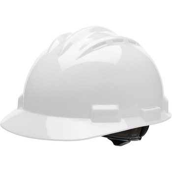 Bullard Standard S62 Safety Cap, Adjustable Ratchet, High-Density Polyethylene Shell, Cotton Brow Pad, White