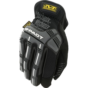 Mechanix Wear M-Pact Work Gloves, Thermoplastic Rubber/Synthetic Leather, Black/Gray, Small