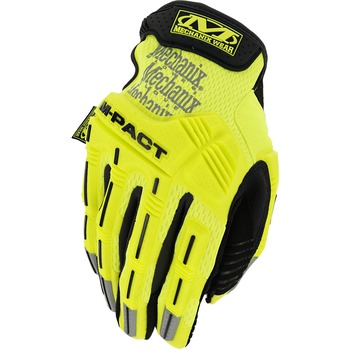 Mechanix Wear M-Pact Work Gloves, Rubber/Synthetic Leather/Foam/Nylon/Tricot, Fluorescent Yellow, Large