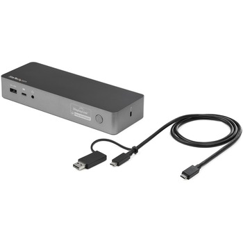 Startech.com USB-C &amp; USB-A Dock - Hybrid Universal Laptop Docking Station with Dual Monitor Display 4K 60Hz HDMI &amp; DisplayPort