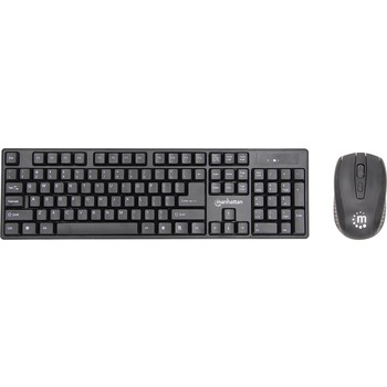 Manhattan Wireless Keyboard and Optical Mouse Set - USB 1.1 - 1600 dpi - 4 Button - Scroll Wheel - Compatible with Windows/Mac OS