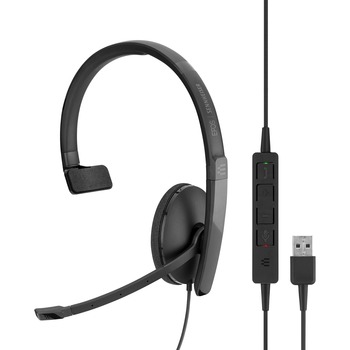 Sennheiser SC 130 USB Headset - Mono - Wired - Monaural - Supra-aural - Noise Cancelling Microphone - Black, White