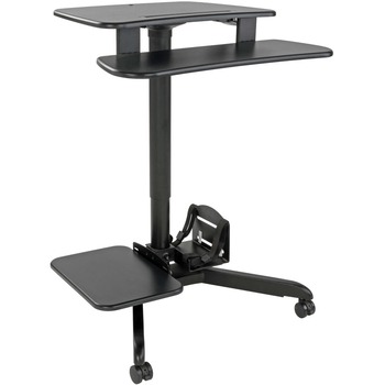 Tripp Lite by Eaton Mobile Workstation Standing Desk Rolling Cart Height-Adjustable - Assembly Required - Black, Silver - MDF, Steel