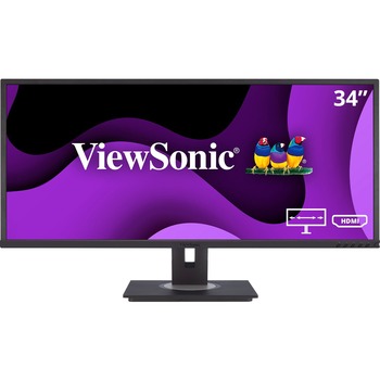 ViewSonic VG3448 34 in Ultra-Wide 21:9 WQHD Ergonomic Monitor, HDMI DisplayPort USB, 40 Degree Tilt and FreeSync