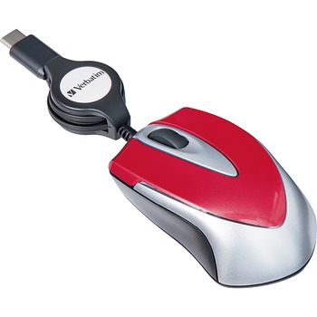 Verbatim USB-C Mini Optical Travel Mouse, Red