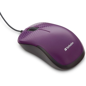 Verbatim Silent Corded Optical Mouse, USB, Scroll Wheel, Purple