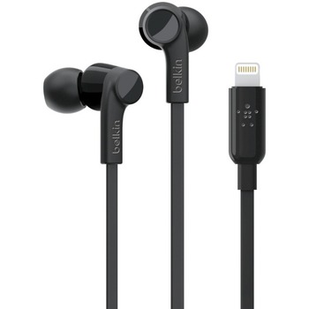 Belkin ROCKSTAR Headphones with Lightning Connector, Wired, Earbud, 3.67 ft Cable, Black