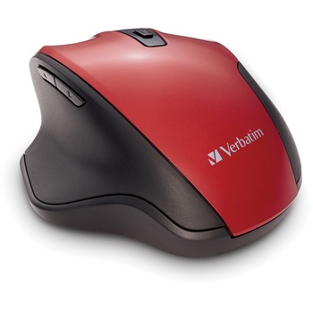 Verbatim Silent Ergonomic Wireless Blue LED Mouse, 2.40 GHz, USB, 1600 dpi, Red