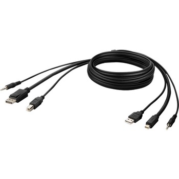 Belkin MiniDP to DP + USB A/B + Audio Passive Combo KVM Cable, 6 ft, KVM Cable for Keyboard, Mouse, Male to Male, Gold Plated Connector