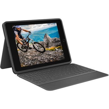 Logitech Rugged Folio Keyboard/Cover Case for Apple iPad (7th Generation) Tablet - Graphite