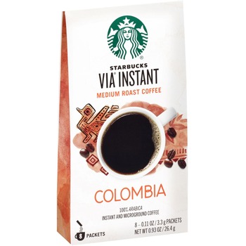 Starbucks VIA Ready Brew Colombia Coffee, Medium, 0.1 oz, 8/Box