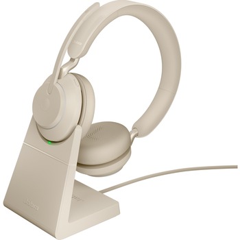 Jabra Evolve2 65 Headset - Stereo - Wireless - Bluetooth - 98.4 ft - Over-the-head - Binaural - Circumaural - Beige
