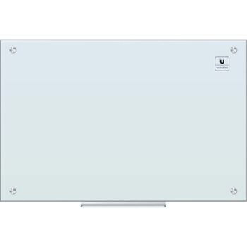 U Brands Magnetic Glass Dry Erase Board, 23&quot; W x 35&quot; H, Frosted White Tempered Glass Surface