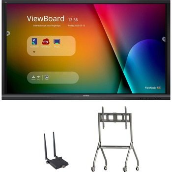 ViewSonic Interactive Display with WiFi Adapter and Slim Trolley Cart, 86&quot;, 3840 x 2160, 350 Nit, Black