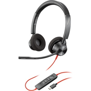 Poly Blackwire Corded Headset 3320, Stereo, USB-C, PC, Mobile, Universal