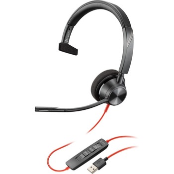 Poly Blackwire Corded Headset 3310, Mono, USB-A, PC, Teams Certified