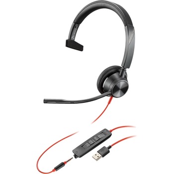 Poly Blackwire Corded Headset 3315, Mono, USB-A, 3.5 mm, PC, Teams Certified