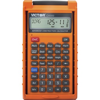 Victor C6000 Advanced Construction Calculator, LCD Display, Battery Powered, 6.5&quot; x 3.5&quot; x 0.8&quot;, Orange