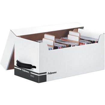 Fellowes CD/DVD Corrugated Storage, 5.60 in W x 13.50 in D x 6 in H, White/Black