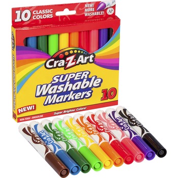 Cra-Z-Art Washable Broadline Markers, 10 Colors, 10/BX