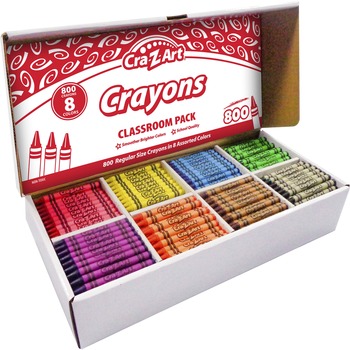 Cra-Z-Art Crayons Classroom Pack, 8 Colors, 800/PK