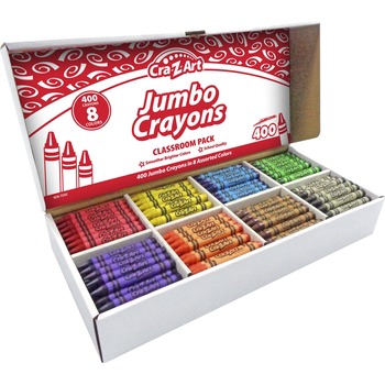 Cra-Z-Art Jumbo Crayons Classroom Pack, 8 Colors, 400/PK