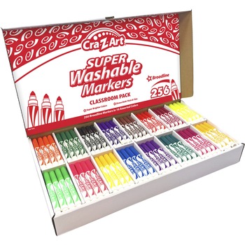 Cra-Z-Art Super Washable Broadline Markers Pack, 16 Colors, 256/ST
