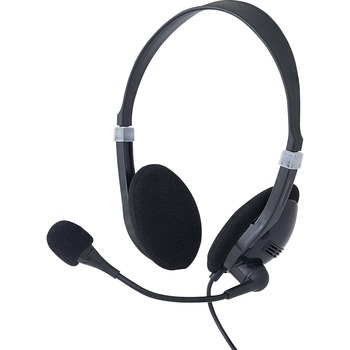 Verbatim Stereo Headset with Microphone and In-Line Remote, Wired, Over-the-head, 6.56&#39; Cable