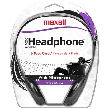 Maxell HP200MIC Wired Headset, Mini-phone (3.5mm), 6 ft Cable, Black