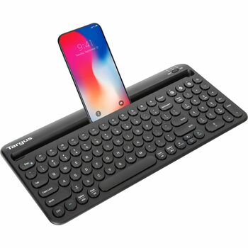 Targus Multi-Device Bluetooth Antimicrobial Keyboard With Tablet/Phone Cradle, AAA Battery Size Supported, Black