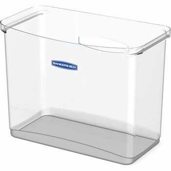 Bankers Box Portable Open Desktop File Box with Side Handles, Desktop, Hanging Rail, Clear