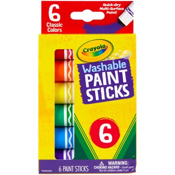 Crayola Washable Paint Sticks, Assorted Colors, 6/Pack