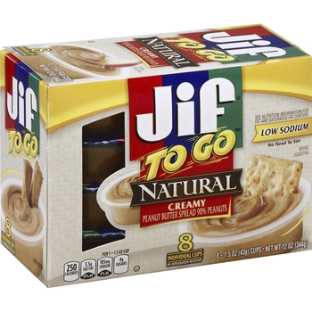 Jif Natural Peanut Butter Spread, 12 oz, 8/Pack