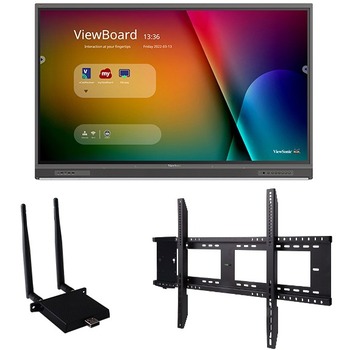 ViewSonic Interactive Flat Panel Display Kit with Integrated Microphone Wireless AC Adapter and Wall Mount, 65&quot;, 3840 x 2160, 400 Nit, Black